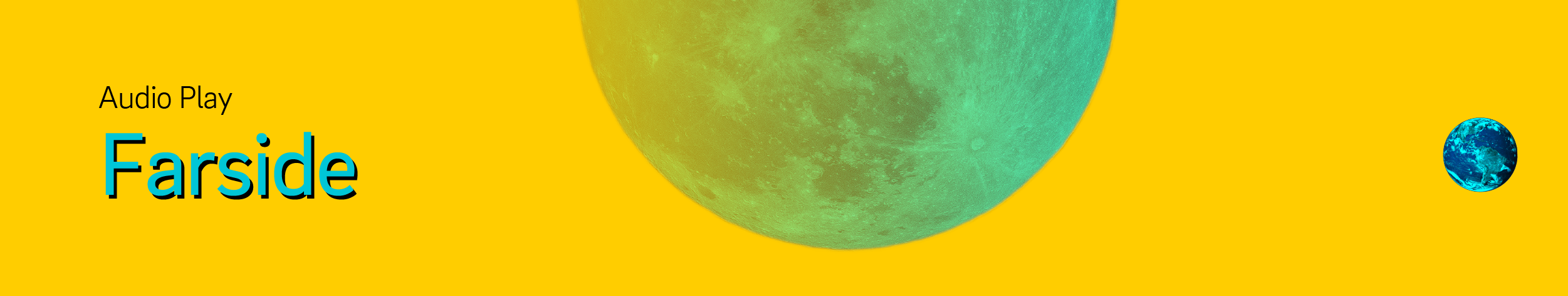 a blue moon and earth on a yellow background